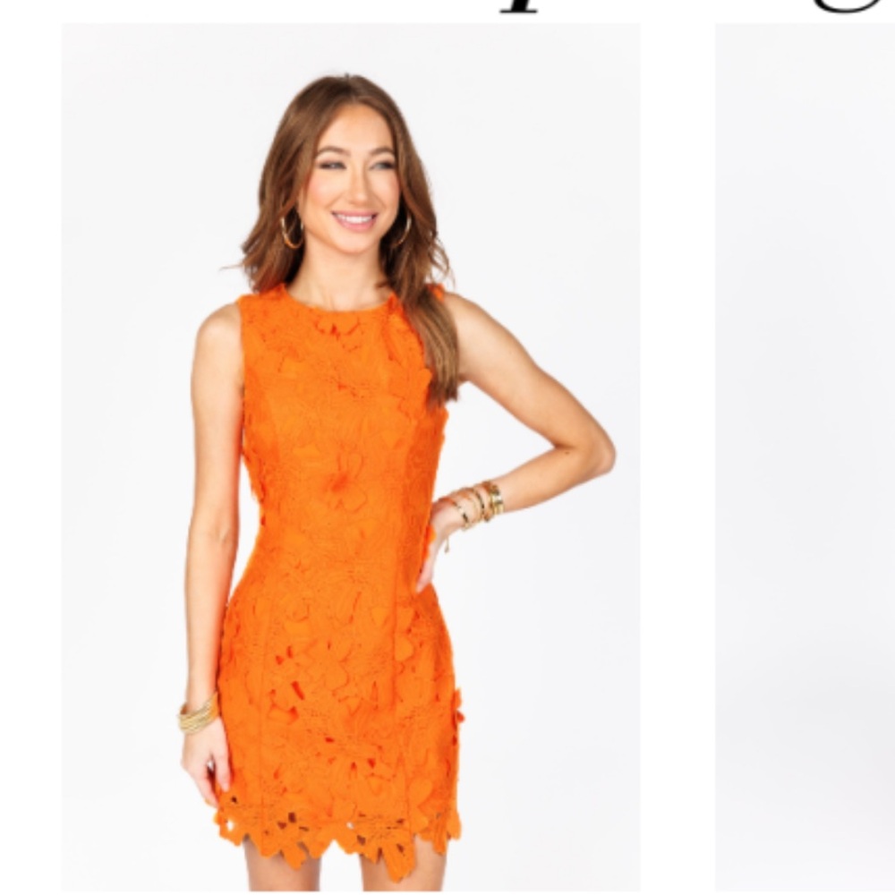 Elegant Orange Lace Mini Dress NWT
